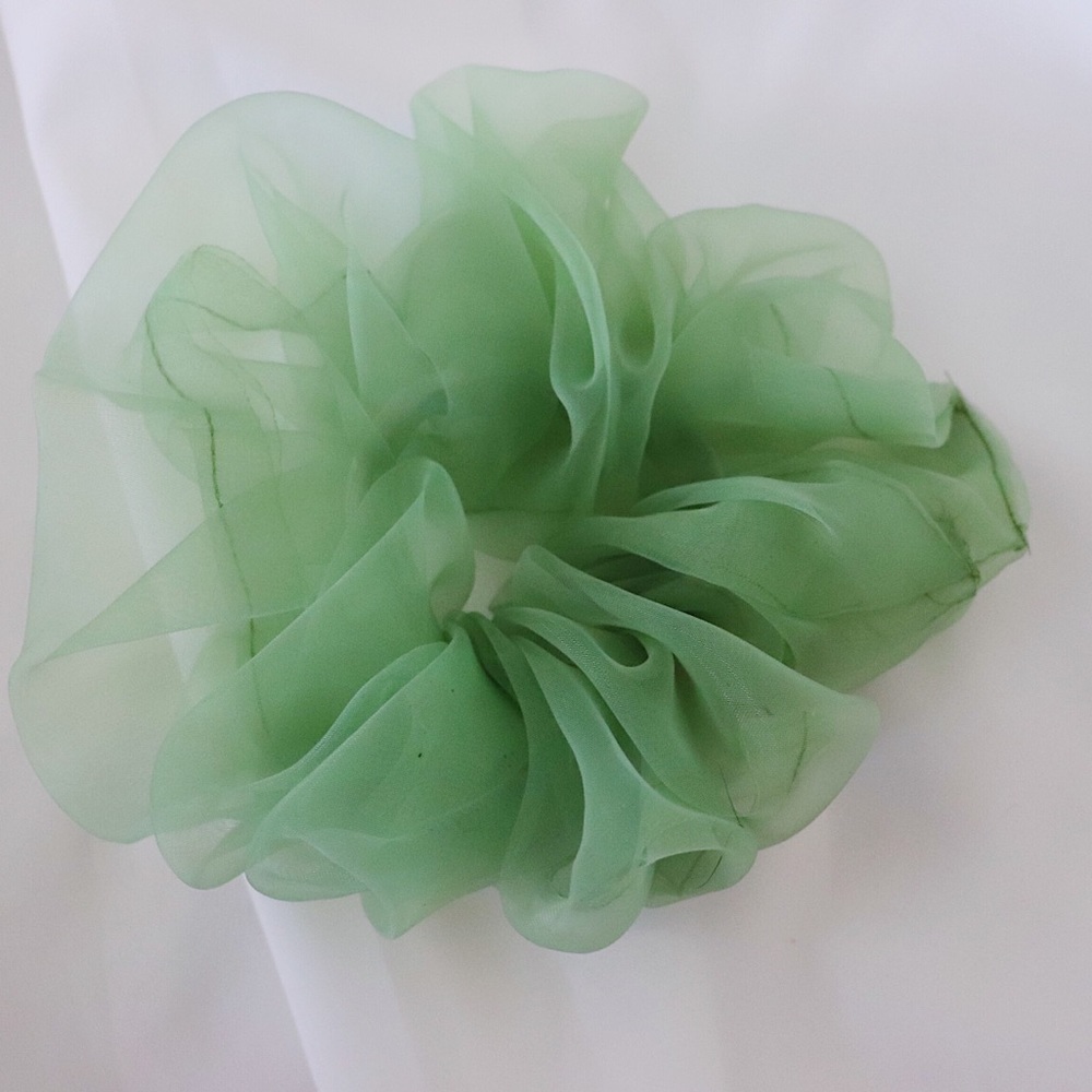 Oversized Chiffon Scrunchie in Leaf Green
